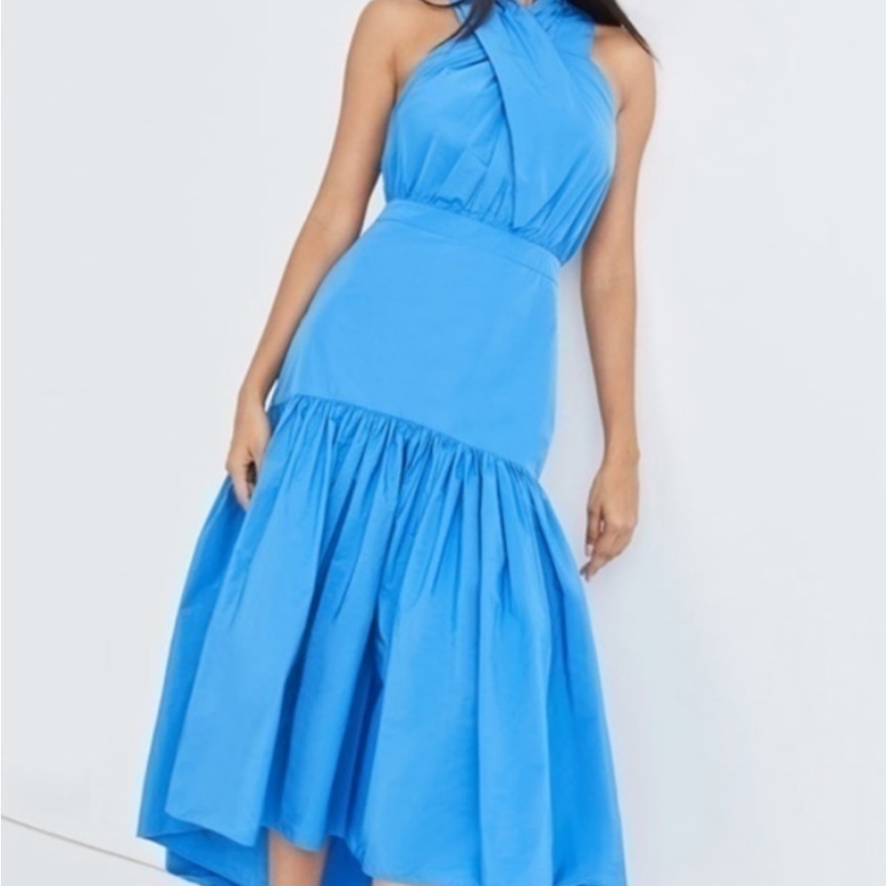 Veronica Beard Bright Blue Halter High-Low Dress